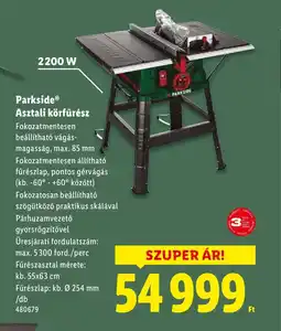 Lidl Parkside Asztali körfűrész ajánlat