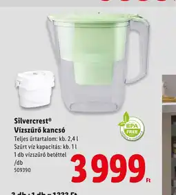 Lidl Silvercrest Vízszűrő kancs ajánlat