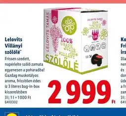 Lidl Lelovits Villányi szőlőlé ajánlat