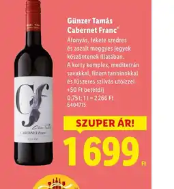 Lidl Günzer Tamás Cabernet Franc ajánlat