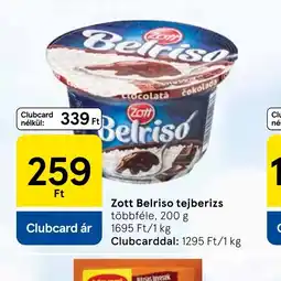 Tesco Zott Belriso tejberizs ajánlat