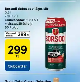 Tesco Borsodi dobozos világos sör ajánlat