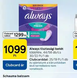 Tesco Always tisztasági betét ajánlat
