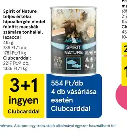 Tesco Spirit of Nature teljes értékű hipoallergén eledel ajánlat