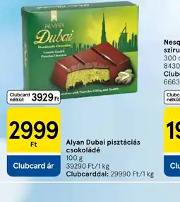 Tesco Alyan Dubai pisztáciás csokoládé ajánlat