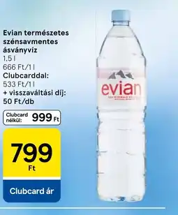Tesco Evian természetes szénsavmentes ásványvíz ajánlat