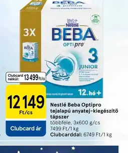 Tesco Nestlé Beba Optipro tejalapú anyatej-kiegészítő tápszer ajánlat