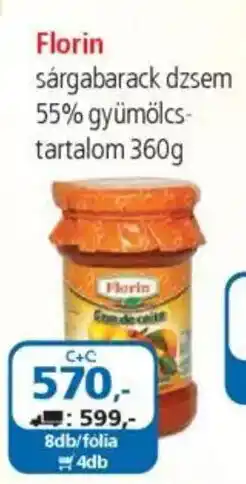 ÁRKLUB Florin sárgabarack dzsem 55% gyümölcs-tartalom ajánlat