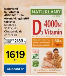 Tesco Naturland D₃-vitamin 4000 NE forte étrend-kiegészítő tabletta ajánlat