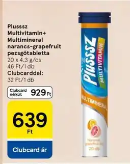 Tesco Plussz Multivitamin+ Multimineral narancs-grapefruit pezsgőtabletta ajánlat