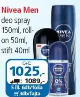 ÁRKLUB Nivea Men deo spray, roll-on, stift ajánlat