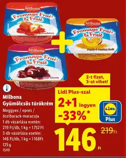 Lidl Milbona Gyümölcsös túrókrém ajánlat