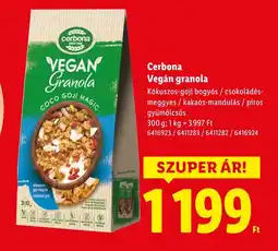 Lidl Cerbona Vegán granola ajánlat