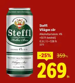 Lidl Steffl Világos sör ajánlat