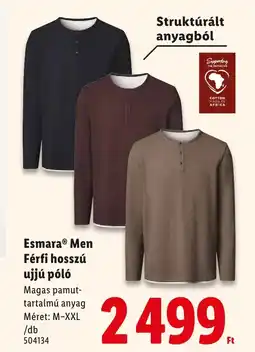 Lidl Esmara Men Férfi hosszú ujjú póló ajánlat