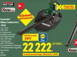 Lidl Parkside Akkus lombszívó / -fúvó ajánlat
