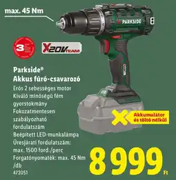 Lidl Parkside Akkus fúró-csavarozó ajánlat