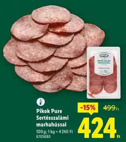 Lidl Pikok Pure Sertésszalámi marhahússal ajánlat