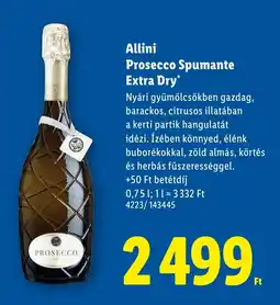 Lidl Allini Prosecco Spumante Extra Dry ajánlat