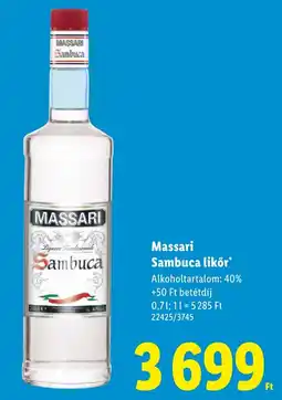 Lidl Massari Sambuca likőr ajánlat