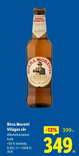 Lidl Birra Moretti Világos sör ajánlat