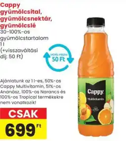 Spar Cappy gyümölcsital, gyümölcsnektár, gyümölcslé ajánlat