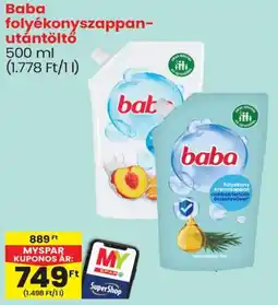 Spar Baba folyékonyszappan- utántöltő ajánlat