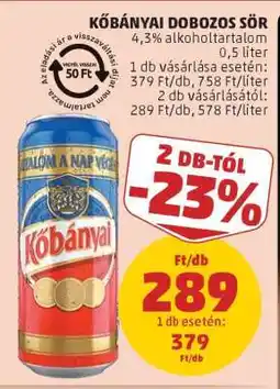 PENNY Kőbányai Dobozos Sör ajánlat