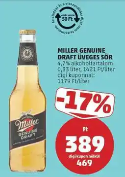 PENNY Miller Genuine Draft üveges sör ajánlat