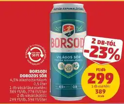 PENNY Borsodi Dobozos Sör ajánlat