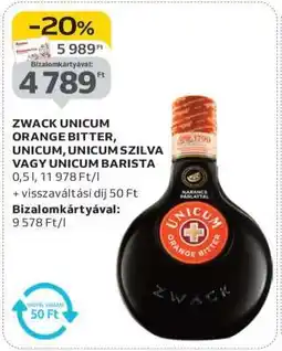 Auchan Zwack Unicum Orange Bitter, Unicum, Unicum Szilva vagy Unicum Barista ajánlat