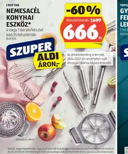 ALDI Crofton Nemesacél Konyhai Eszköz ajánlat