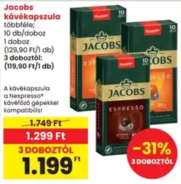 Spar Jacobs kávékapszula ajánlat