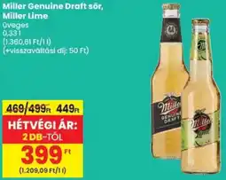 Spar Miller Genuine Draft sör, Miller Lime ajánlat