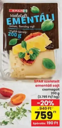 Interspar SPAR szeletelt ementáli sajt ajánlat