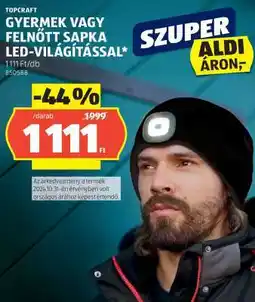 ALDI TOPCRAFT Gyermek vagy felnőtt sapka LED-világítással ajánlat