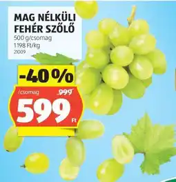 ALDI Mag nélküli fehér szőlő ajánlat