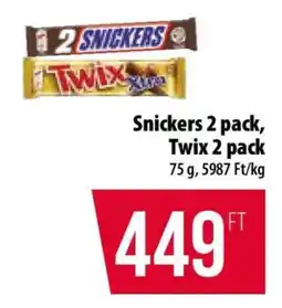 Coop Snickers 2 pack, Twix 2 pack ajánlat