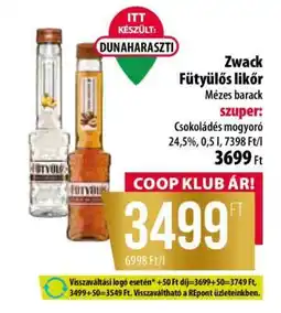 Coop Zwack Fütyülős likőr Mézes barack ajánlat