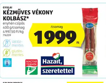 ALDI Gyulai Kézműves Vékony Kolbász ajánlat