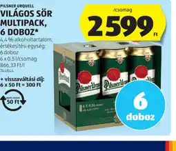 ALDI Pilsner Urquell Világos Sör Multipack ajánlat