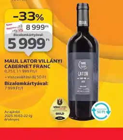Auchan Maul Lator Villányi Cabernet Franc ajánlat