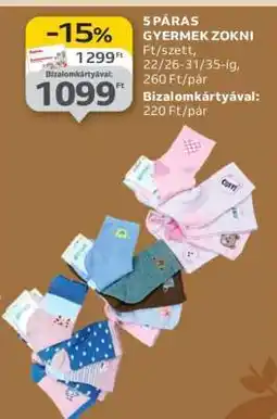 Auchan 5 PÁRAS GYERMEK ZOKNI ajánlat