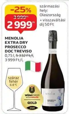 Auchan MENOLIA EXTRA DRY PROSECCO DOC TREVISO ajánlat