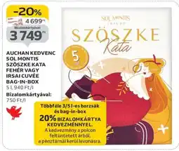 Auchan Sol Montis Szöszke Kata Fehér vagy Irsai Cuvée Bag-in-Box ajánlat
