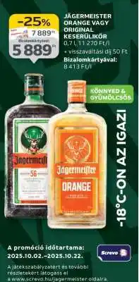 Auchan JÄGERMEISTER ORANGE VAGY ORIGINAL KESERŰLIKŐR ajánlat