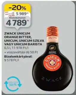 Auchan Zwack Unicum Orange Bitter, Unicum, Unicum Szilva vagy Unicum Barista ajánlat