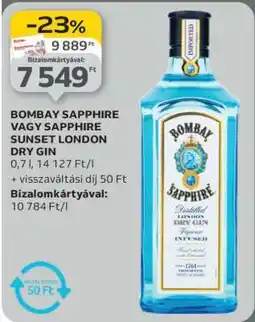 Auchan BOMBAY SAPPHIRE VAGY SAPPHIRE SUNSET LONDON DRY GIN ajánlat