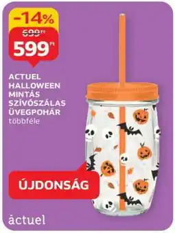 Auchan ACTUEL HALLOWEEN MINTÁS SZÍVÓSZÁLAS ÜVEGPOHÁR ajánlat