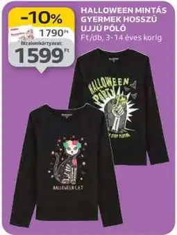 Auchan HALLOWEEN MINTÁS GYERMEK HOSSZÚ UJJÚ PÓLÓ ajánlat